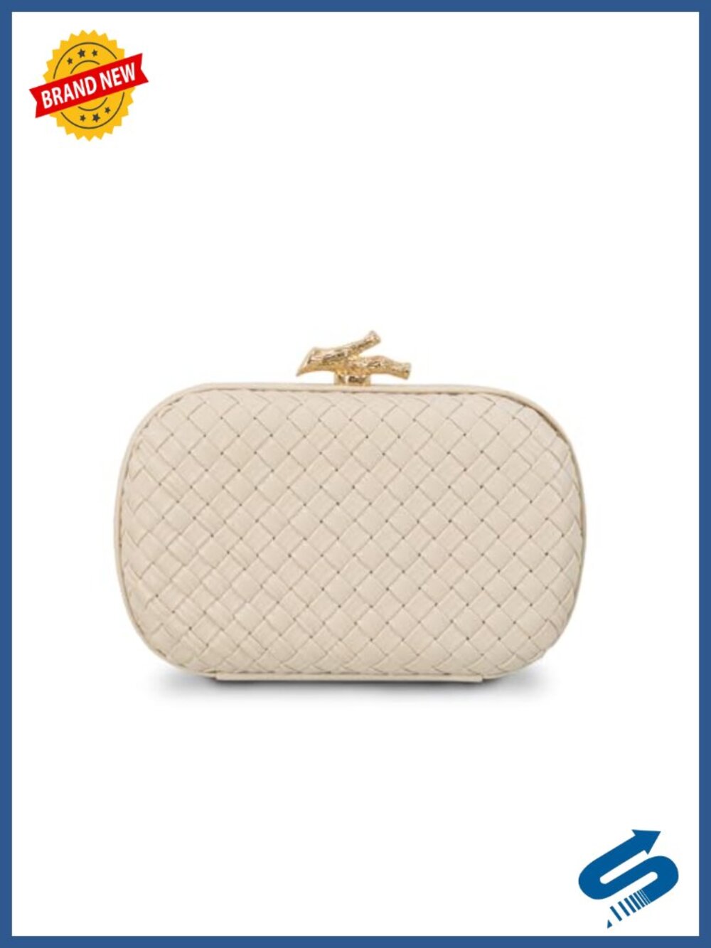Woven Clutch Evening Bag with PU Leather and Chain Strap for Parties Weddings